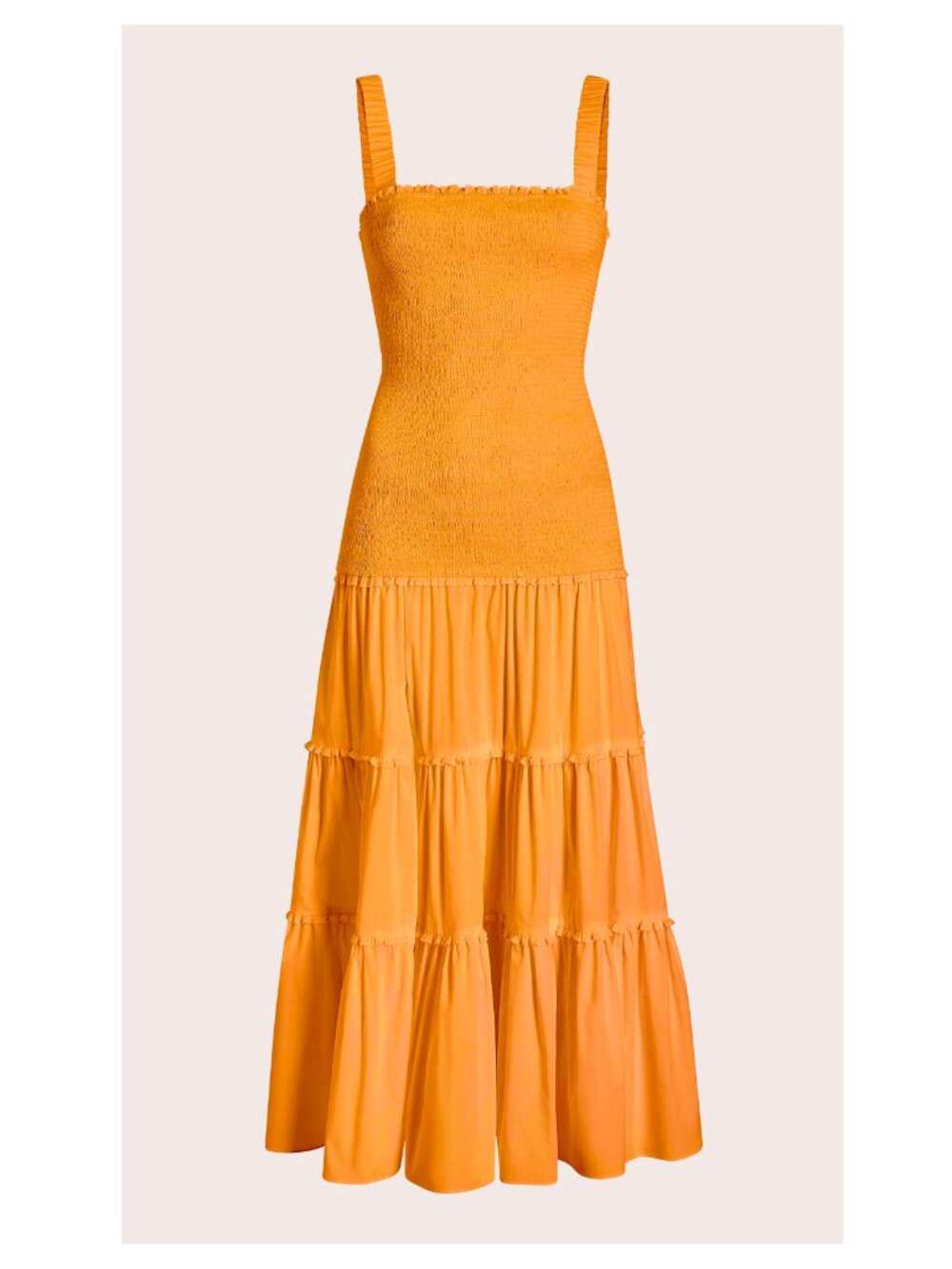 Cinq à Sept Rina Smocked Tiered Midi Dress Orange 6 $395
